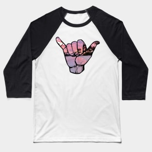 Sunset Beach Shaka Hand Baseball T-Shirt